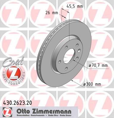 ZIMMERMANN ДИСК ТОРМ BS OPEL Coat Z beschichtet (430262320)