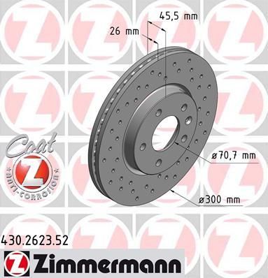 Zimmermann 430.2623.52 тормозной диск на CHEVROLET CRUZE Station Wagon (J308)