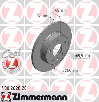 Zimmermann 430.2628.20 тормозной диск на OPEL ZAFIRA B Van