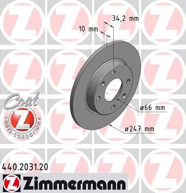 Zimmermann 440.2031.20 тормозной диск на PEUGEOT 309 II (3C, 3A)