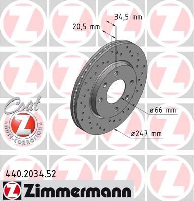 Zimmermann 440.2034.52 тормозной диск на PEUGEOT 205 I (741A/C)