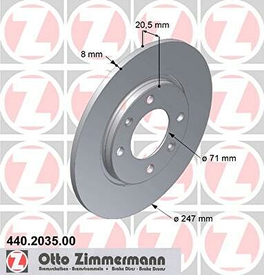 Zimmermann 440.2035.00 тормозной диск на PEUGEOT 205 I (741A/C)