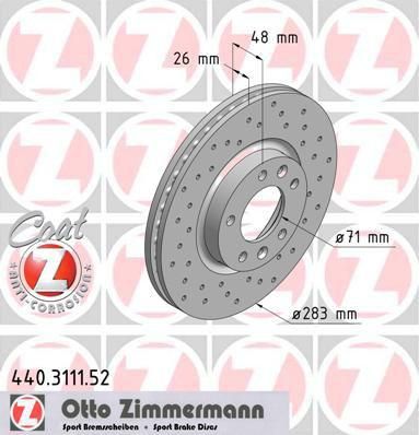 Zimmermann 440.3111.52 тормозной диск на PEUGEOT 508 SW