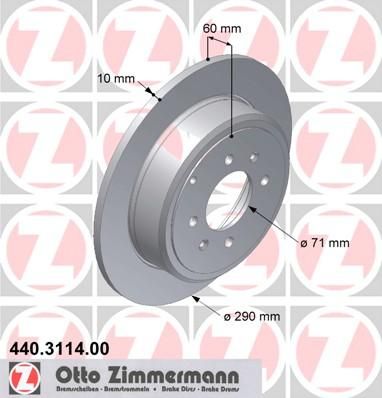 Zimmermann 440.3114.00 тормозной диск на PEUGEOT 406 (8B)