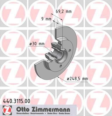 Zimmermann 440.3115.00 тормозной диск на PEUGEOT 208