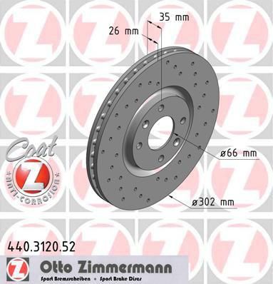 Zimmermann 440.3120.52 тормозной диск на PEUGEOT 208