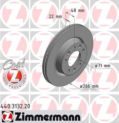 Zimmermann 440.3132.20 тормозной диск на PEUGEOT 308 SW II