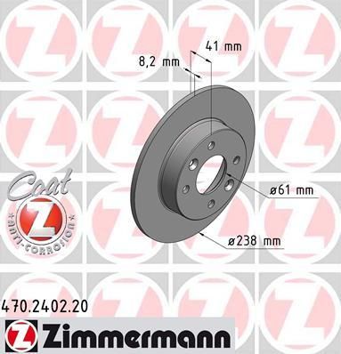 Zimmermann 470.2402.20 тормозной диск на RENAULT SUPER 5 (B/C40_)