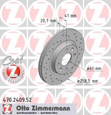 Zimmermann 470.2409.52 тормозной диск на RENAULT TWINGO II (CN0_)