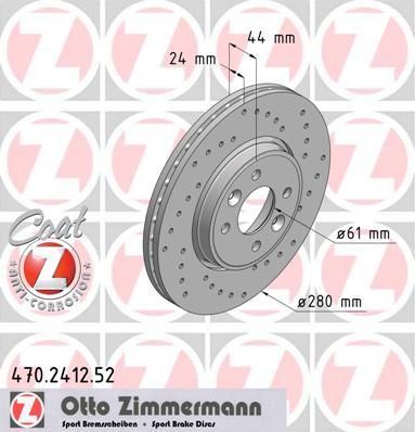 Zimmermann 470.2412.52 тормозной диск на RENAULT MEGANE II седан (LM0/1_)