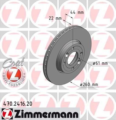 Zimmermann 470.2416.20 тормозной диск на RENAULT MEGANE II седан (LM0/1_)