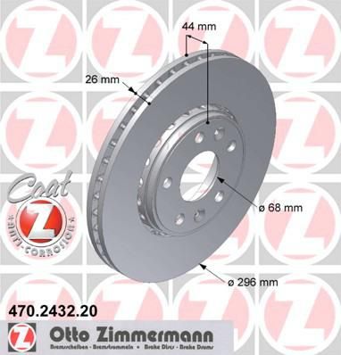 Zimmermann 470.2432.20 тормозной диск на RENAULT MEGANE III Наклонная задняя часть (BZ0_)