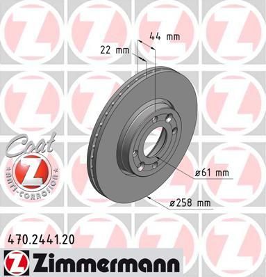 Zimmermann 470.2441.20 тормозной диск на RENAULT CLIO IV