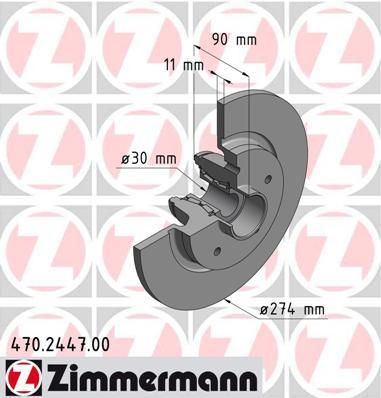 Zimmermann 470.2447.00 тормозной диск на RENAULT KANGOO BE BOP (KW0/1_)