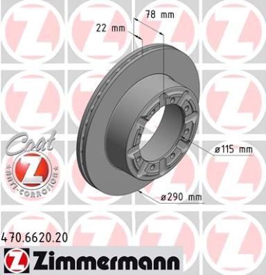 Zimmermann 470.6620.20 тормозной диск на RENAULT TRUCKS MASCOTT c бортовой платформой/ходовая часть