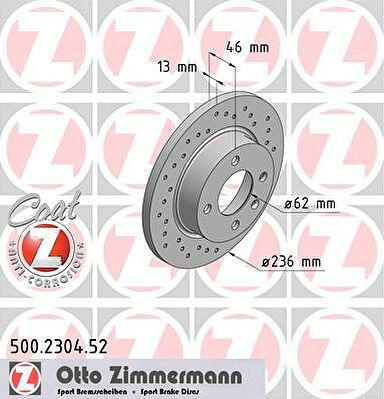 Zimmermann 500.2304.52 тормозной диск на SKODA FELICIA I Fun (797)