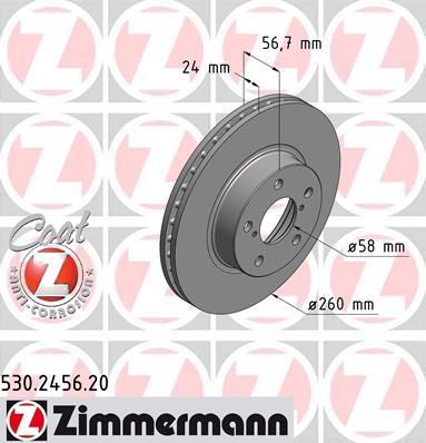 Zimmermann 530.2456.20 тормозной диск на SUBARU IMPREZA купе (GFC)