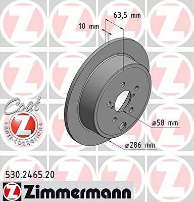 Zimmermann 530.2465.20 тормозной диск на SUBARU FORESTER (SH)