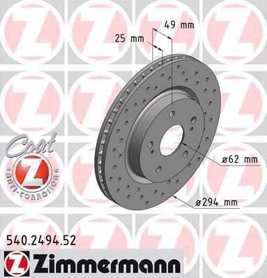 Zimmermann 540.2494.52 тормозной диск на SUZUKI GRAND VITARA II (JT)
