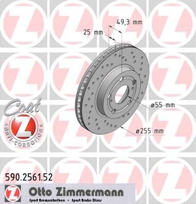 Zimmermann 590.2561.52 тормозной диск на TOYOTA PRIUS (ZVW3_)