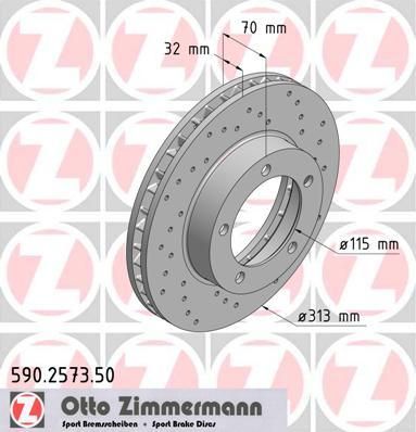 Zimmermann 590.2573.50 тормозной диск на TOYOTA LAND CRUISER 100 (FZJ1_, UZJ1_)