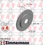 Zimmermann 590.2819.20 тормозной диск на TOYOTA PRIUS (ZVW5_)