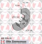 Zimmermann 600.1094.00 тормозной диск на VW KAEFER кабрио (15)