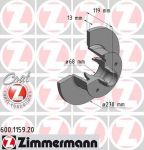 Zimmermann 600.1159.20 тормозной диск на VW TRANSPORTER III c бортовой платформой/ходовая часть