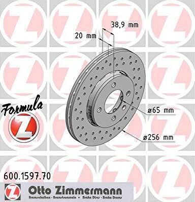 Zimmermann 600.1597.70 тормозной диск на VW LUPO (6X1, 6E1)
