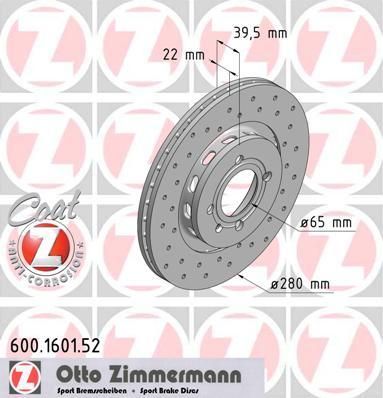 Zimmermann 600.1601.52 тормозной диск на VW PASSAT Variant (3A5, 35I)
