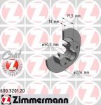 Zimmermann 600.3201.20 тормозной диск на VW GOLF III (1H1)