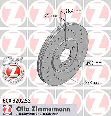 Zimmermann 600.3202.52 тормозной диск на VW GOLF III (1H1)