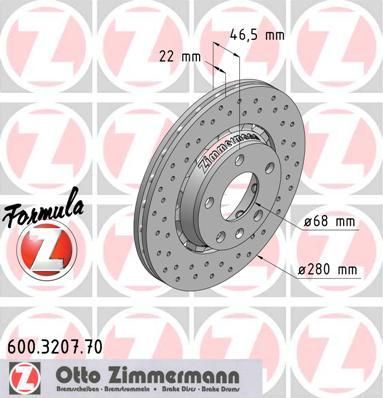 Zimmermann 600.3207.70 тормозной диск на AUDI A4 (8D2, B5)