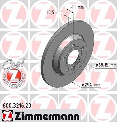 Zimmermann 600.3216.20 тормозной диск на SEAT ALHAMBRA (7V8, 7V9)