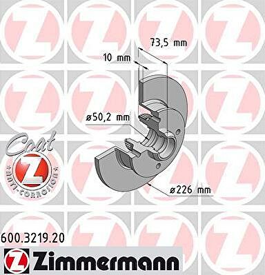 Zimmermann 600.3219.20 тормозной диск на VW PASSAT Variant (3A5, 35I)