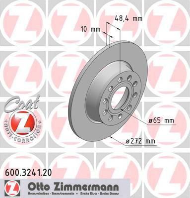 Zimmermann 600.3241.20 тормозной диск на VW GOLF ALLTRACK (BA5)
