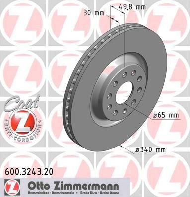 Zimmermann 600.3243.20 тормозной диск на VW GOLF ALLTRACK (BA5)