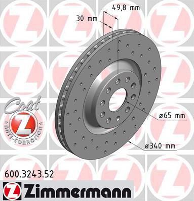 Zimmermann 600.3243.52 тормозной диск на VW GOLF ALLTRACK (BA5)