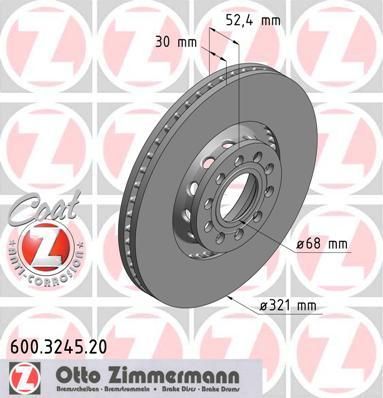 Zimmermann 600.3245.20 тормозной диск на VW PASSAT Variant (3B6)