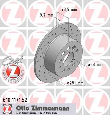 Zimmermann 610.1171.52 тормозной диск на VOLVO 240 Kombi (P245)