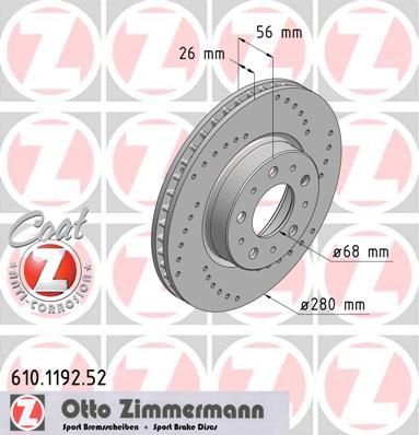 Zimmermann 610.1192.52 тормозной диск на VOLVO 960 Kombi (965)