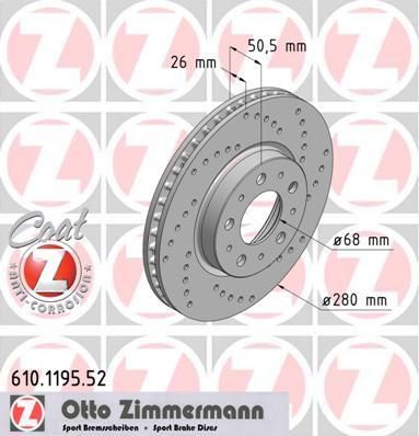 Zimmermann 610.1195.52 тормозной диск на VOLVO C70 I купе