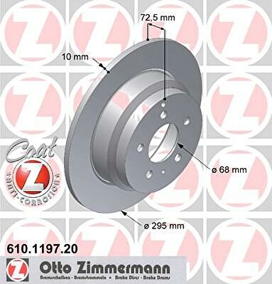 Zimmermann 610.1197.20 тормозной диск на VOLVO C70 I купе