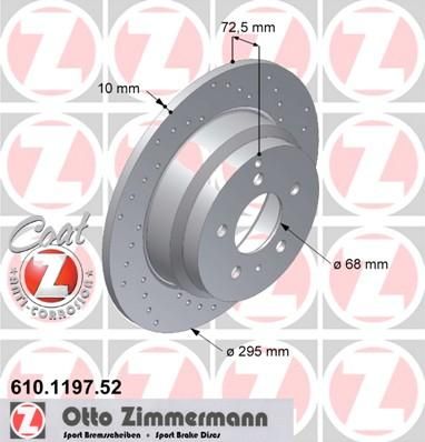 Zimmermann 610.1197.52 тормозной диск на VOLVO C70 I купе