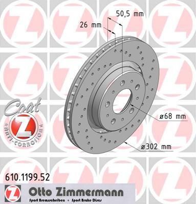 Zimmermann 610.1199.52 тормозной диск на VOLVO C70 I купе