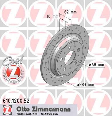 Zimmermann 610.1200.52 тормозной диск на VOLVO C70 I купе