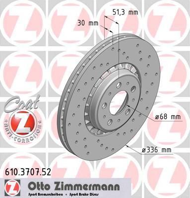 Zimmermann 610.3707.52 тормозной диск на VOLVO XC90 I