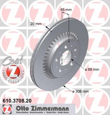 Zimmermann 610.3708.20 тормозной диск на VOLVO XC90 I