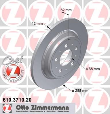 Zimmermann 610.3710.20 тормозной диск на VOLVO V70 II (SW)