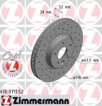 Zimmermann 610.3711.52 тормозной диск на VOLVO S80 II (AS)